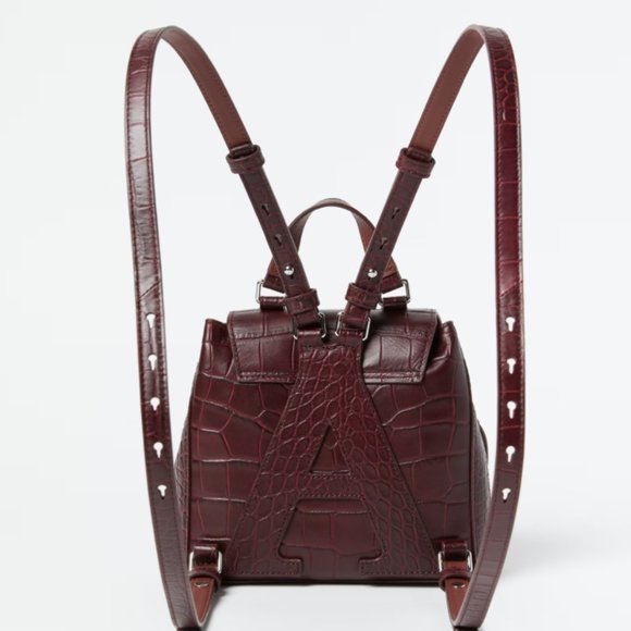 STILL AVAILABLE - AllSaints Polly Mini Backpack Burgundy Crocodile - Picture 6 of 7